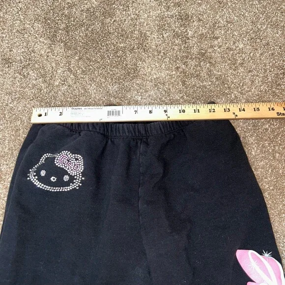 Hello Kitty sweatsuit cropped top and joggers rhinestone black/pink/solver SZ XS - Picture 8 of 12